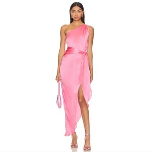 Amanda Uprichard silk Palmira maxi dress in pink ribbon new size M